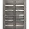 Sartodoors Sturdy Double Barn Door 36 x 84in, Lucia 2166 Matte Black Clear Glass, 13FT Rail Hangers Heavy Set LUCIA2166DB-BLK-3684 - alternate 1